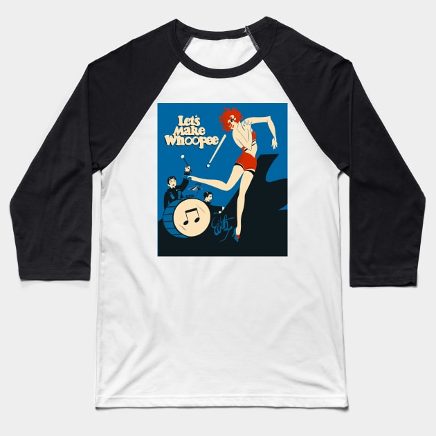 Let’s Make Whoopee! Jazz Vintage Poster Baseball T-Shirt by NattyDesigns